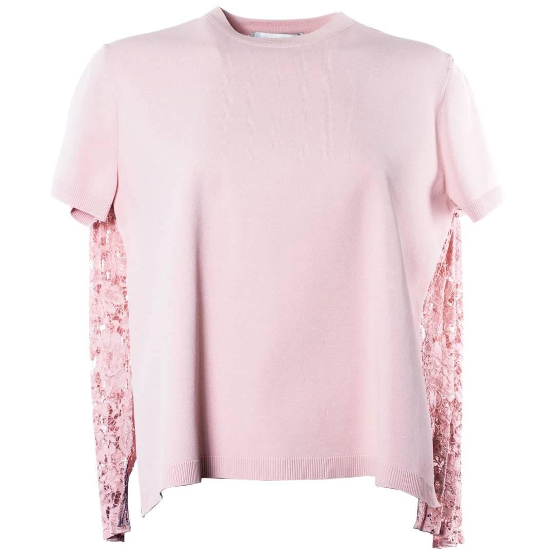 Valentino Women's Pink Paneled Pleated Knit Top