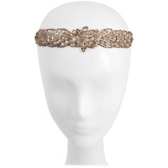 Antique 1920s Crystal and Brass Headband