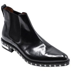 Givenchy Men's Black Patent Studded Ankle Boots