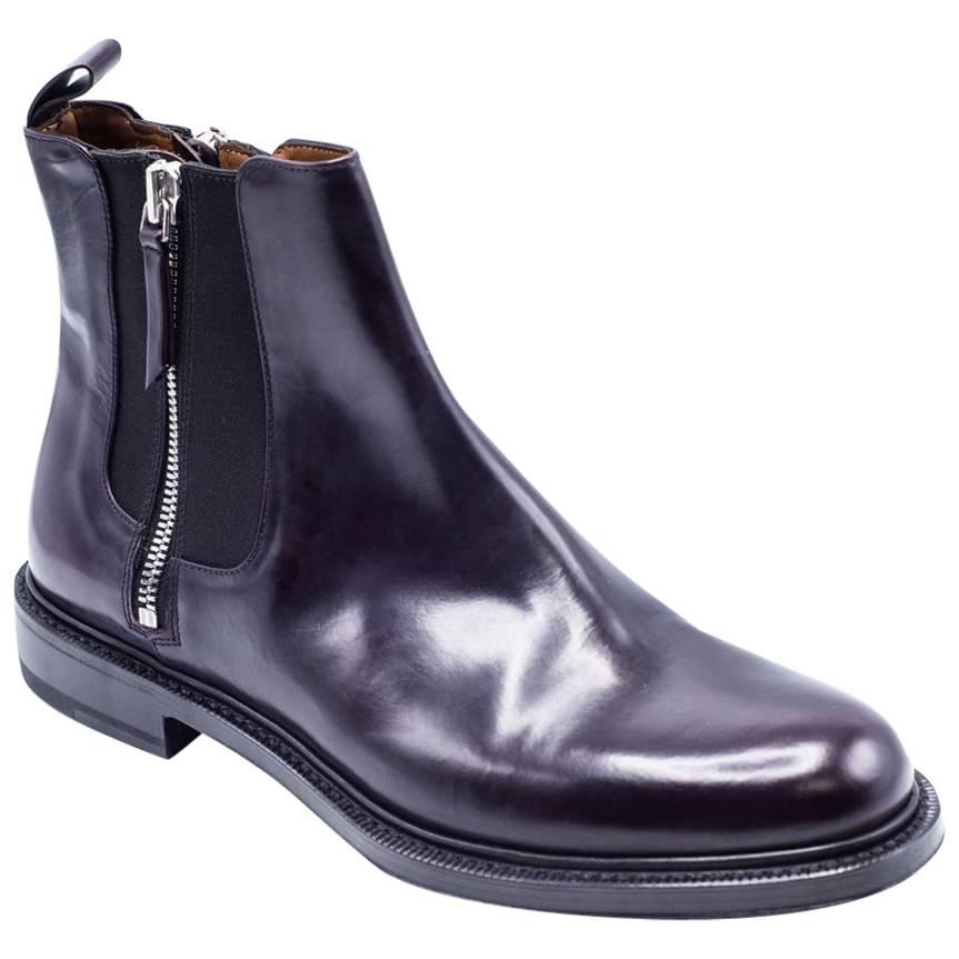 Givenchy Men's Dark Purple Patent Ankle Boots 