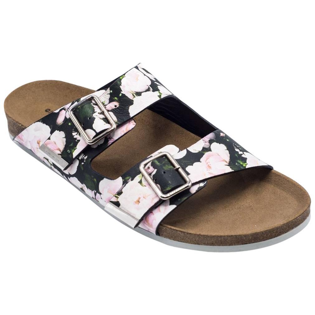Givenchy Men's Leather Floral Print Slipper Slip Ons For Sale