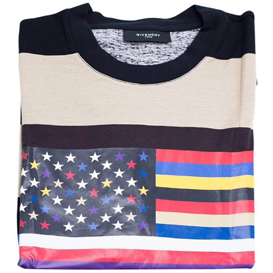 Givenchy Men's Multicolor American Flag Graphic T-Shirt  For Sale