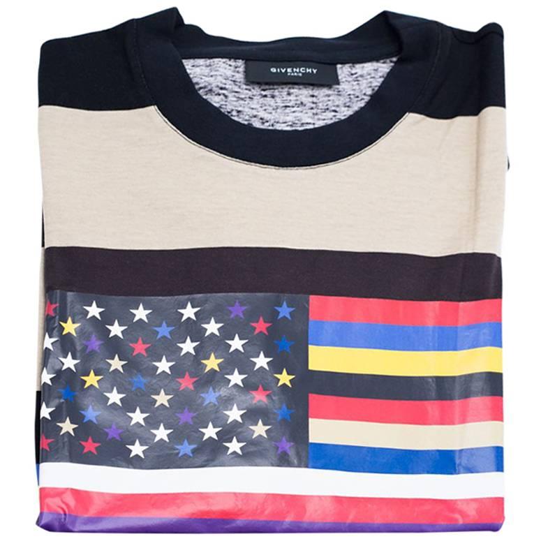 Givenchy Men's Multicolor American Flag Graphic T-Shirt  For Sale