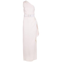 Yves Saint Laurent Ivory Puckered Silk Single Shoulder Evening Gown w/Belt