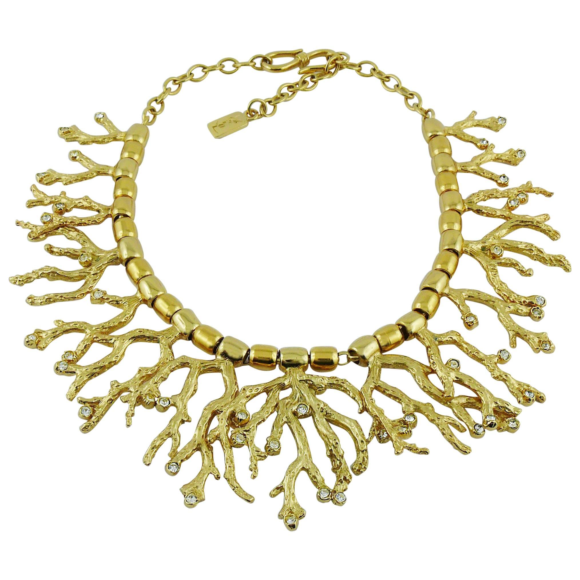 Yves Saint Laurent YSL Vintage Iconic Coral Design Necklace