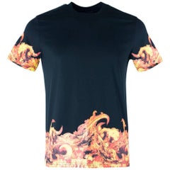Givenchy Men's 100% Cotton Black Flames Graphic T-Shirt