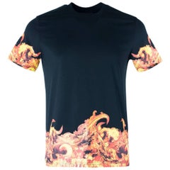 Givenchy Men's 100% Cotton Black Flames Graphic T-Shirt 12