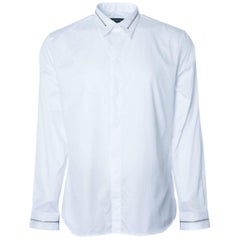 Givenchy Men's Solid Cotton White W/ Zipper Button Down