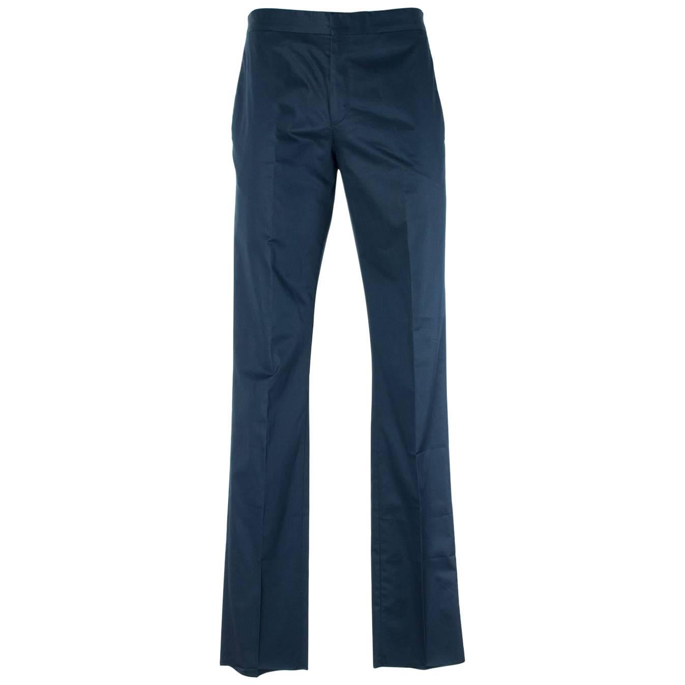 Givenchy Men's Navy W/ Red Accent Cotton Trousers For Sale