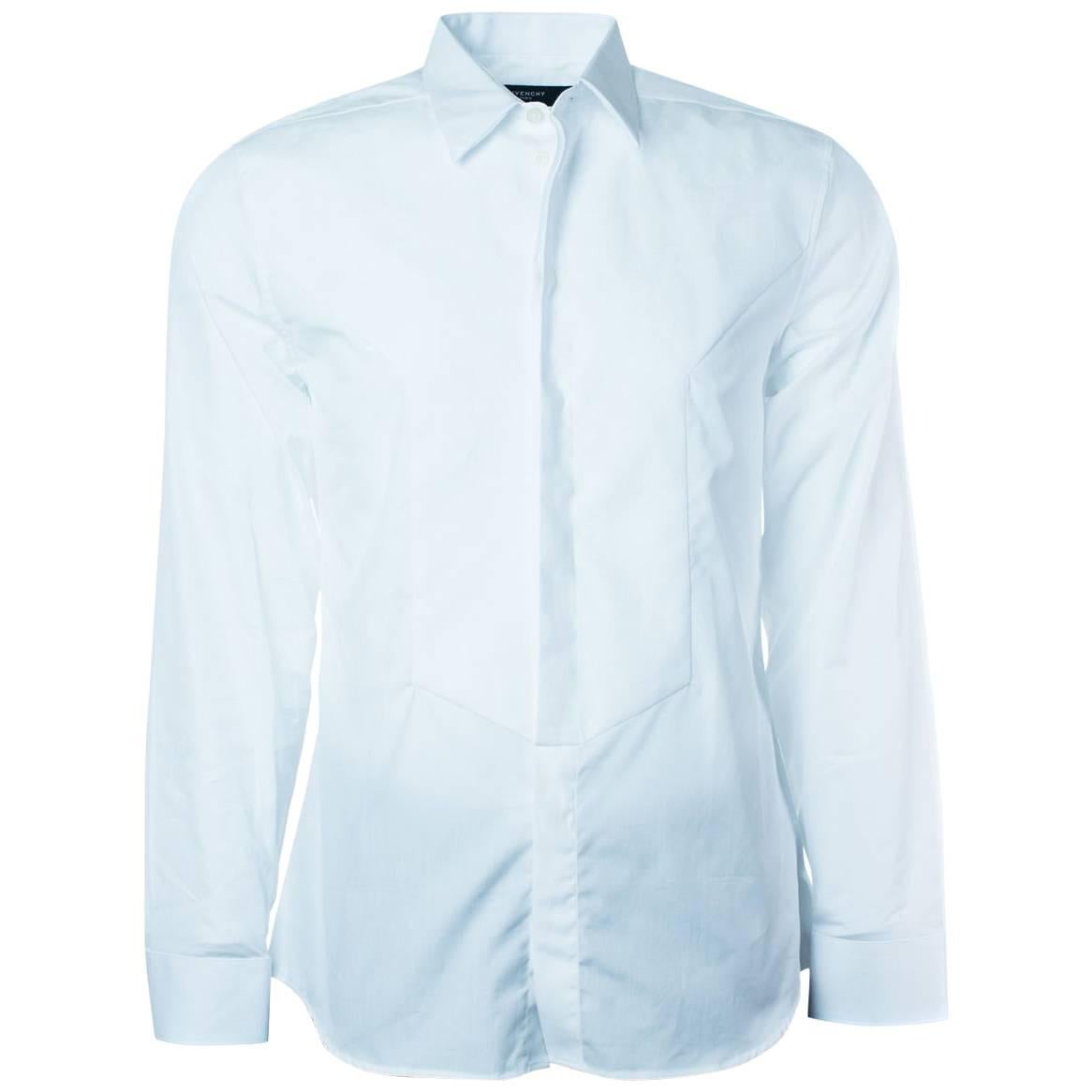 Givenchy Men's 100% Cotton Solid White Button Down For Sale