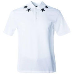 Givenchy Men's White Polo Black Star Embroidered Shirt