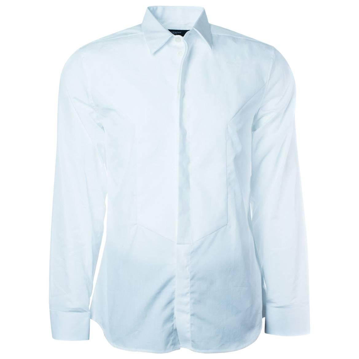 Givenchy Men's 100% Cotton Solid White Button Down  For Sale