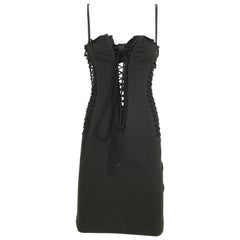 DOLCE GABBANA Black Cotton Lace Up Bustier Dress