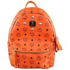 MCM Orange Monogramm beschichtetes Canvas Rucksack mit Nieten