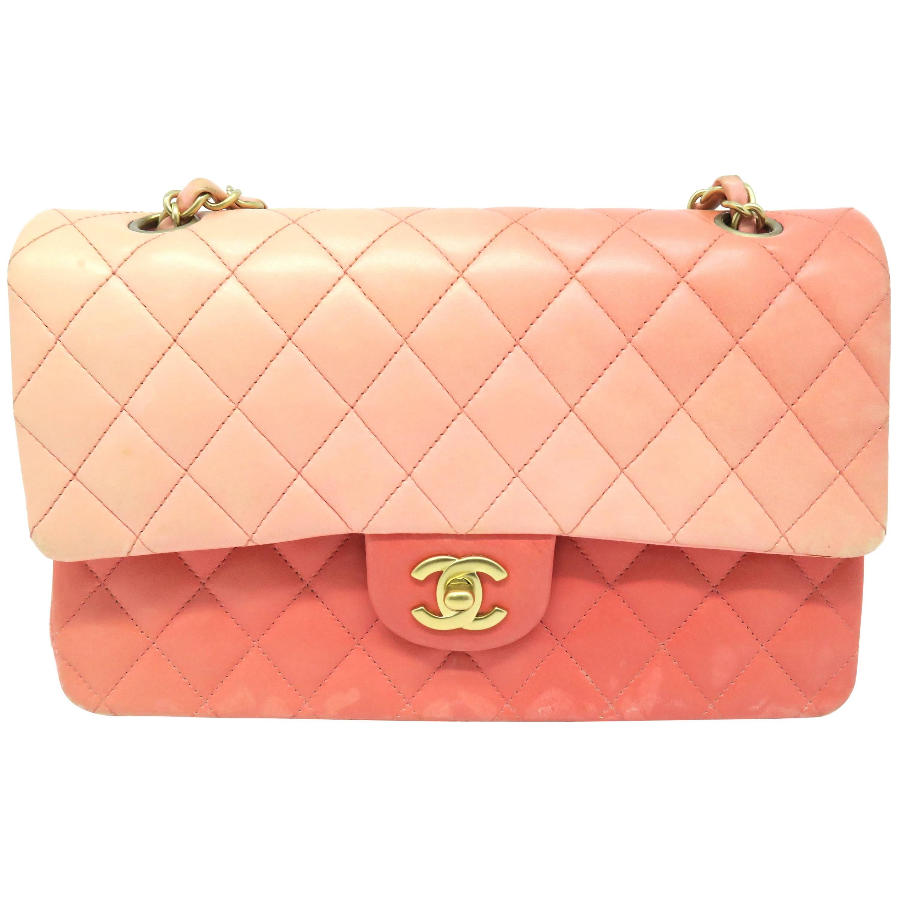Chanel Classic Double Flap Pink Quilting Calfskin Leather Gold Metal ...