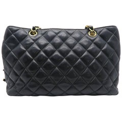 Chanel Black Quilting Lambskin Leather Gold Metal Chain Shoulder Bag