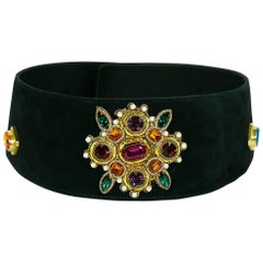 Louis Féraud Vintage Jewelled Byzantine Wide Waist Belt 