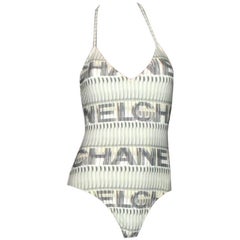 Chanel Logo Print Swimsuit and Cover Up Set Ensemble 