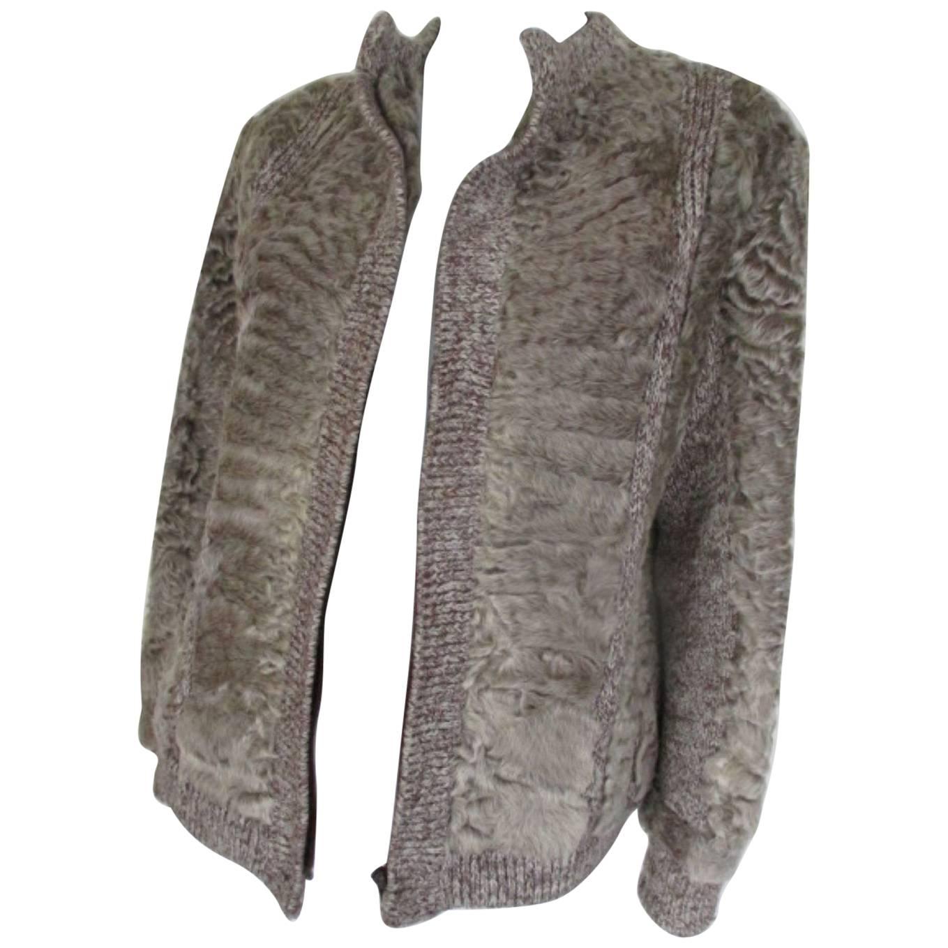 Knitted Jacket with Karakul Lamb Fur