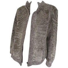 Vintage Knitted Jacket with Karakul Lamb Fur