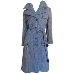 Yves St Laurent for Christian Dior 1950's Houndstooth Wool Coat 8