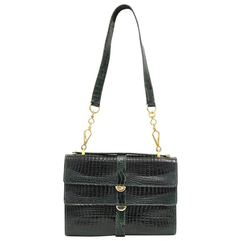 1970s Emerald Green Crocodile Leather Purse For Sale at 1stDibs
