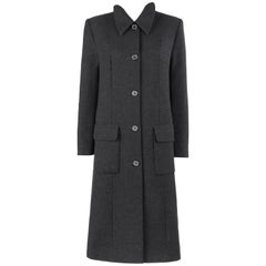 GIVENCHY Couture A/W 1998 ALEXANDER McQUEEN Charcoal Gray Wool Coat Overcoat