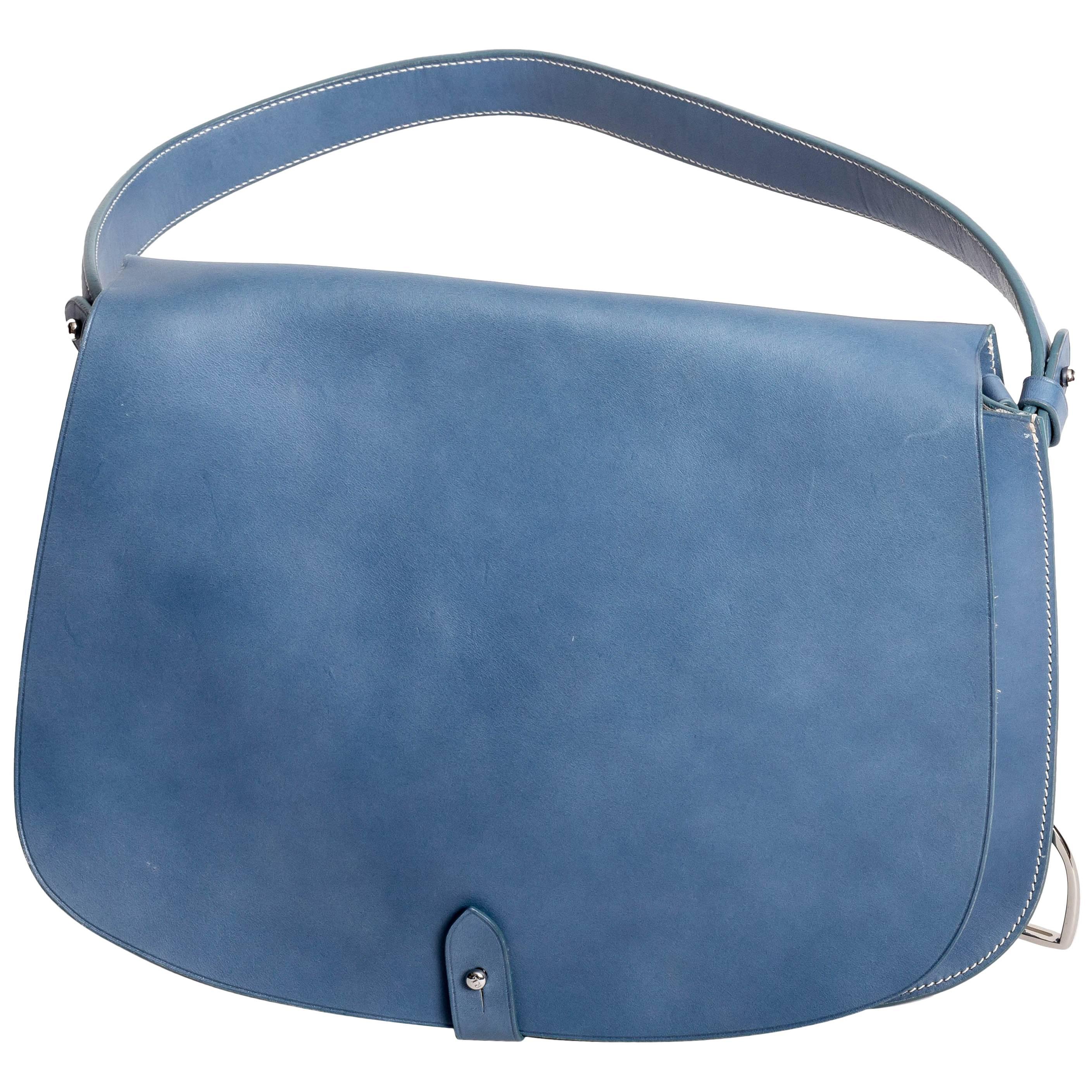 Ralph Lauren Collection Medium Saddle Bag in Sky Blue 