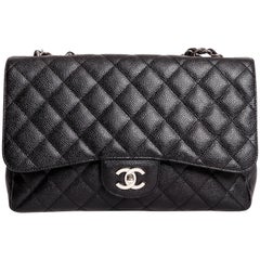 Chanel Jumbo in Black Caviar with Silver Hardware 12
