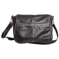 Prada Crossbody Saddle Bag in Black Pebbled Leather