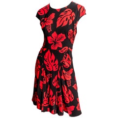Prada Red and Black Print Dress - 44