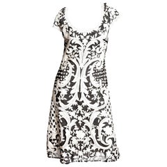 Naeem Khan Black and White Embellished Cocktail Dress - Size 12