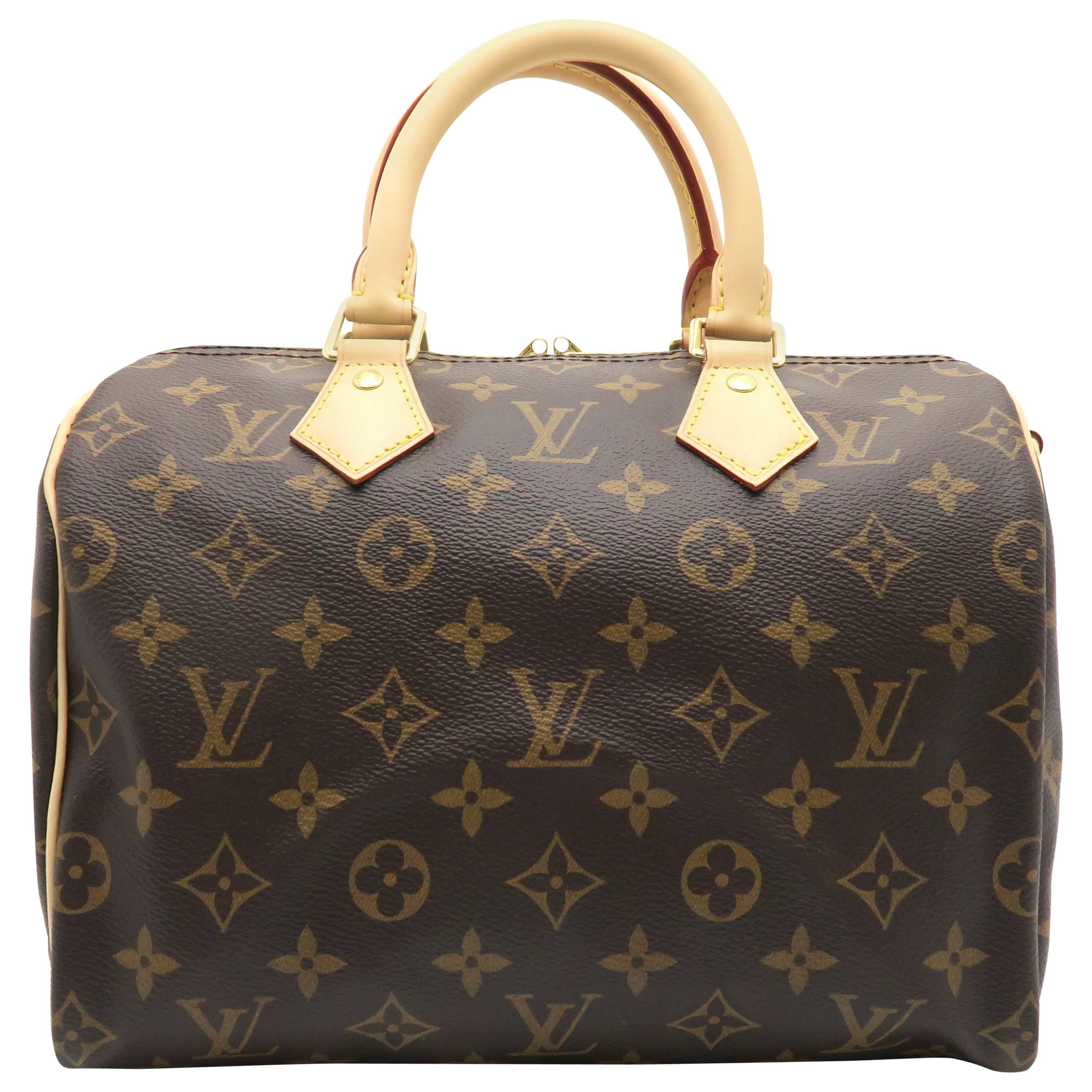 Louis Vuitton Speedy 25 Bandouliere  Brown Monogram Canvas Top Handle Bag