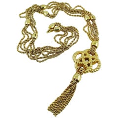 Christian Dior Used Gold Toned Sautoir Necklace