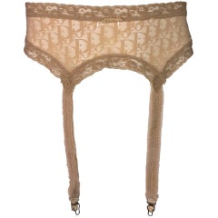 Vintage 1990's Christian Dior Nude Sheer Mesh Monogram Garter Belt on Taraji P Henson
