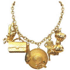Chanel Gold Plated Charm Necklace