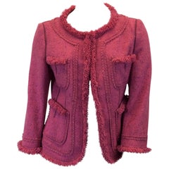 Moschino Pink Tweed Jacket with Fringe Trim 11