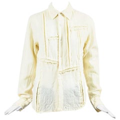 Comme des Garcons Cream Wool Exposed Seam Button Up Shirt SZ M 8
