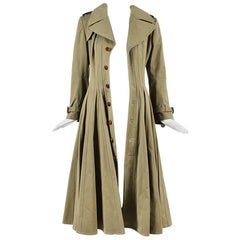 Junya Watanabe Comme des Garcons Green Cotton Flared Trench Coat SZ M 8