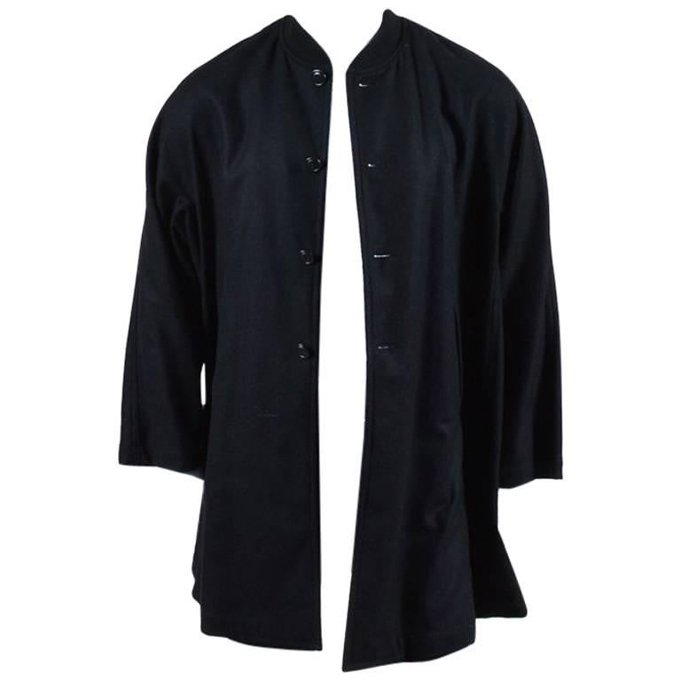 Comme des Garcons Homme Plus Black Wool Blend Flared Coat SZ S For Sale