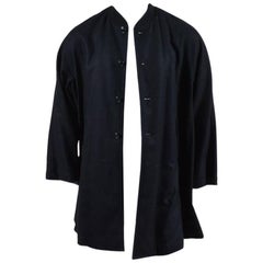 Comme des Garcons Homme Plus Black Wool Blend Flared Coat SZ S