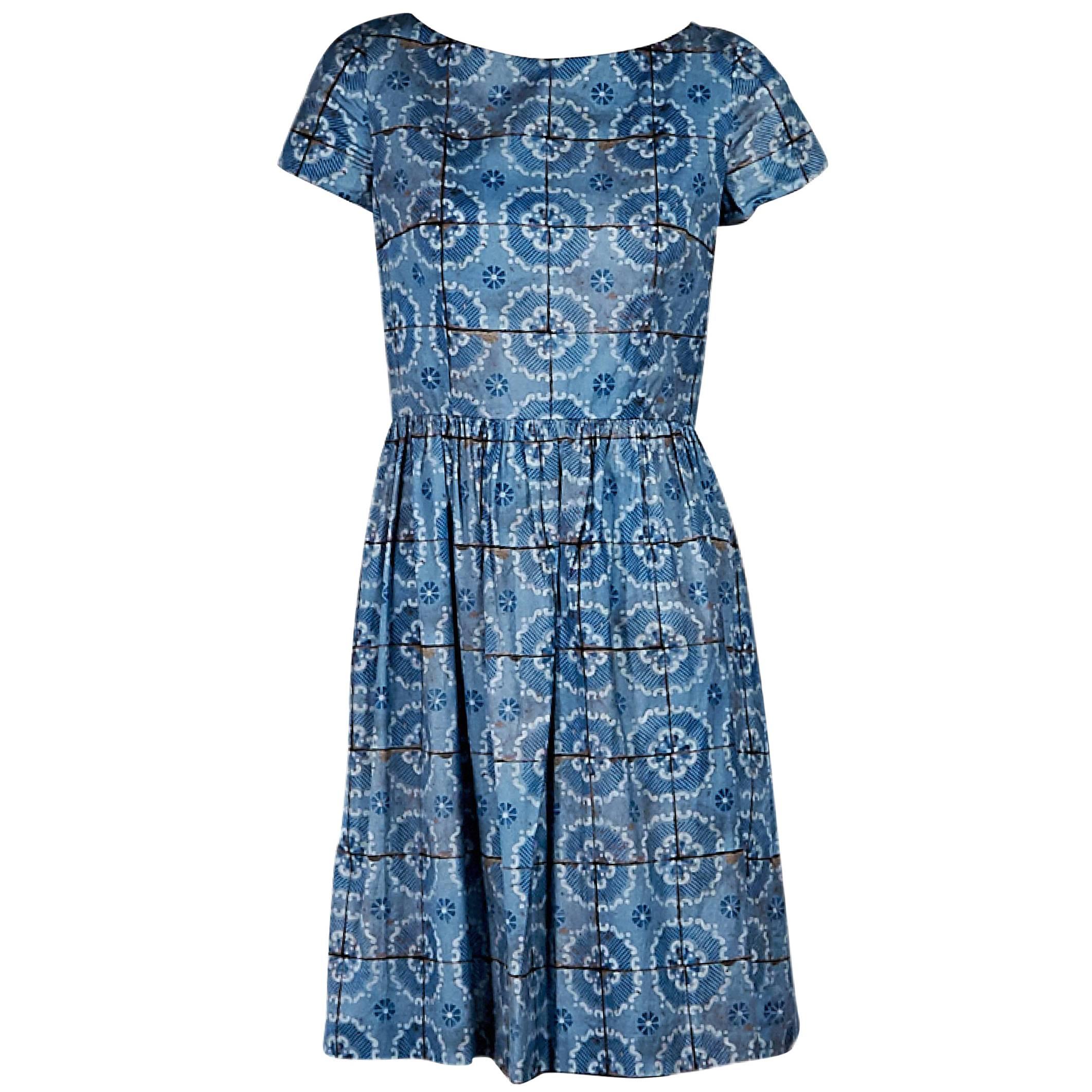 Blue Prada Floral-Printed Dress