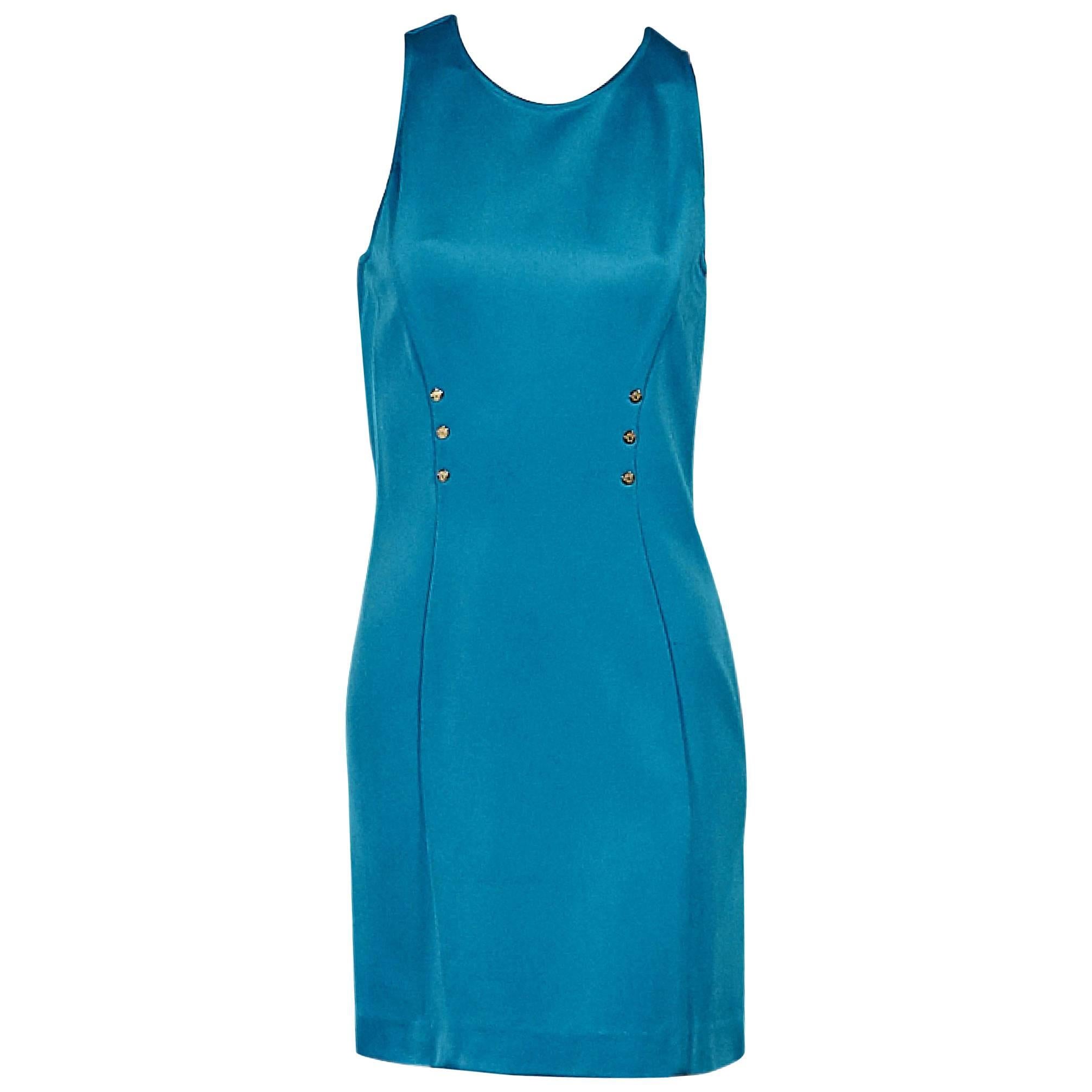 Blue Versace Sheath Dress
