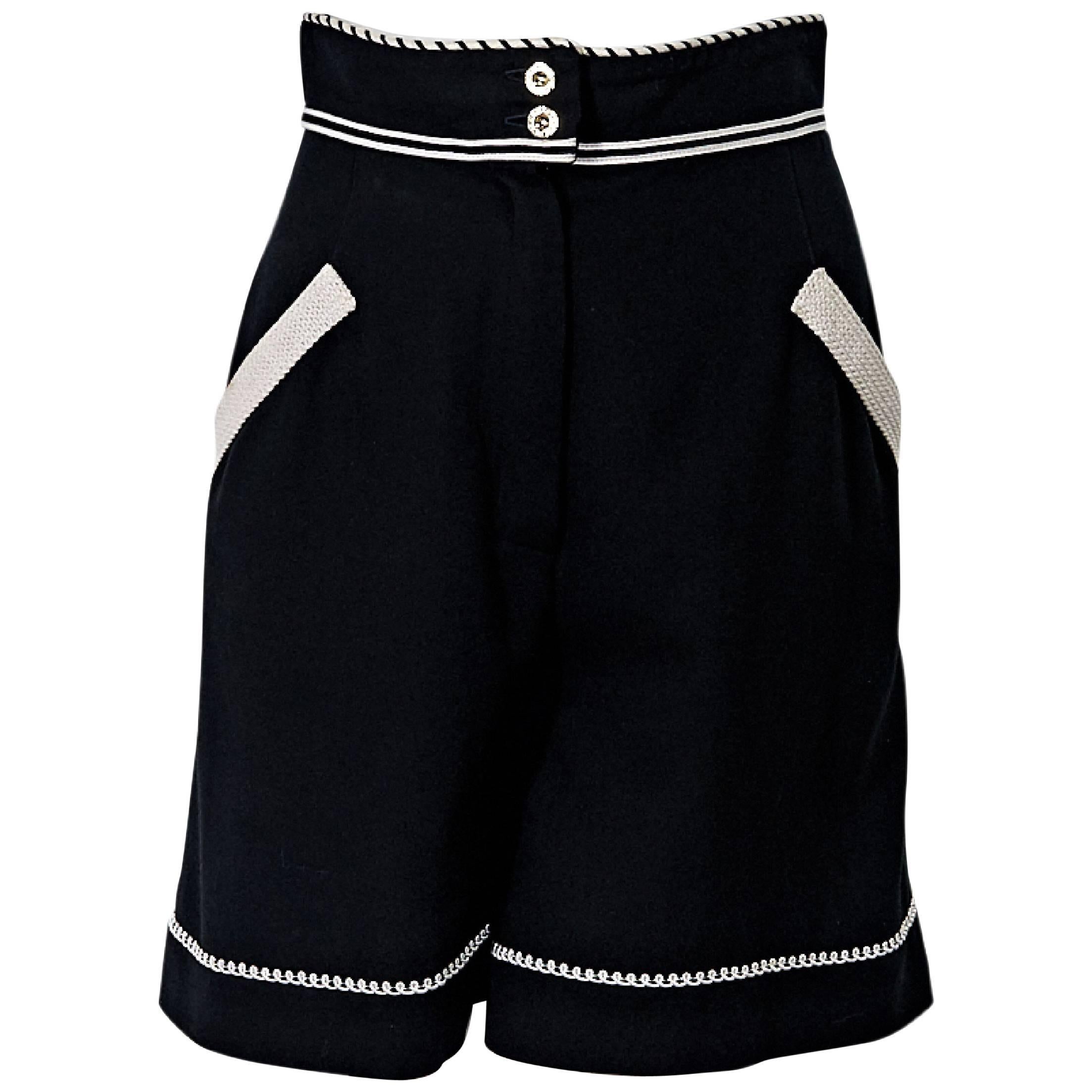 Black & White Vintage Chanel High-Waisted Shorts