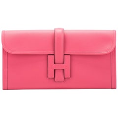 New in Box Hermes Jige Elan Rose Azalee Swift Clutch Bag