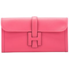 New in Box Hermes Jige Elan Rose Azalee Swift Clutch Bag