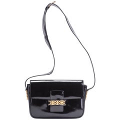 1990's Celine Black Patent Vintage Shoulder Bag at 1stDibs | celine 1990