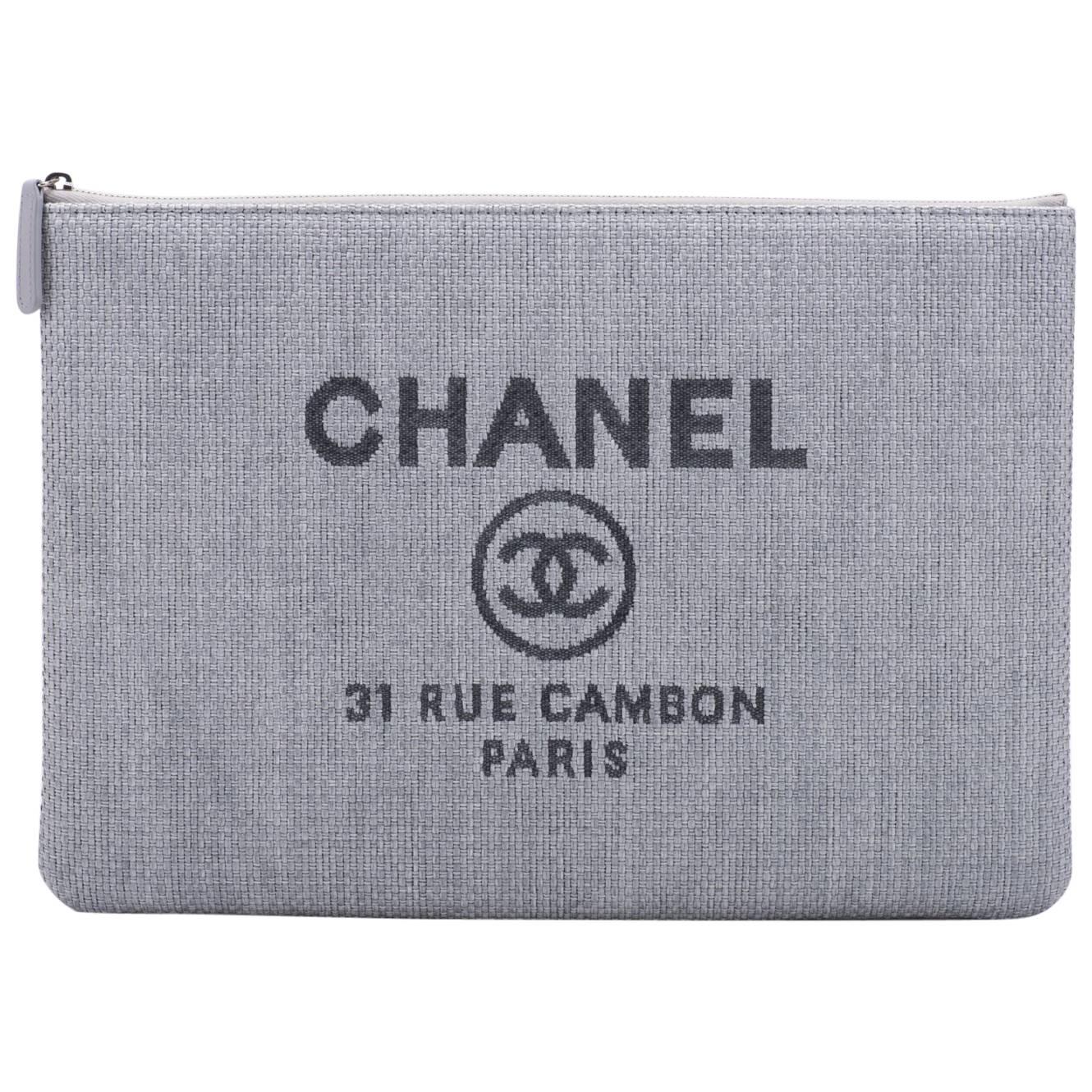 New in Box Chanel Large Linen Blue Clutch