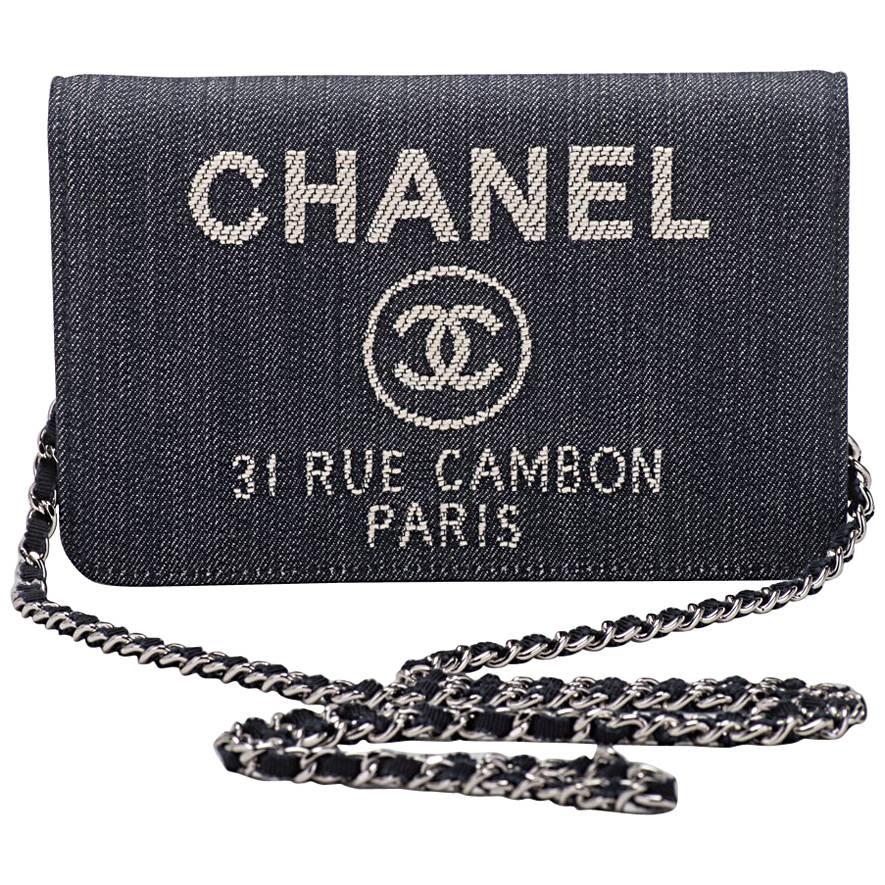New in Box Chanel Denim Leather Cross Body Bag
