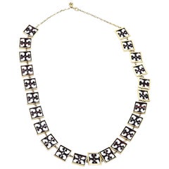Gold Tory Burch Logo Chain Necklace